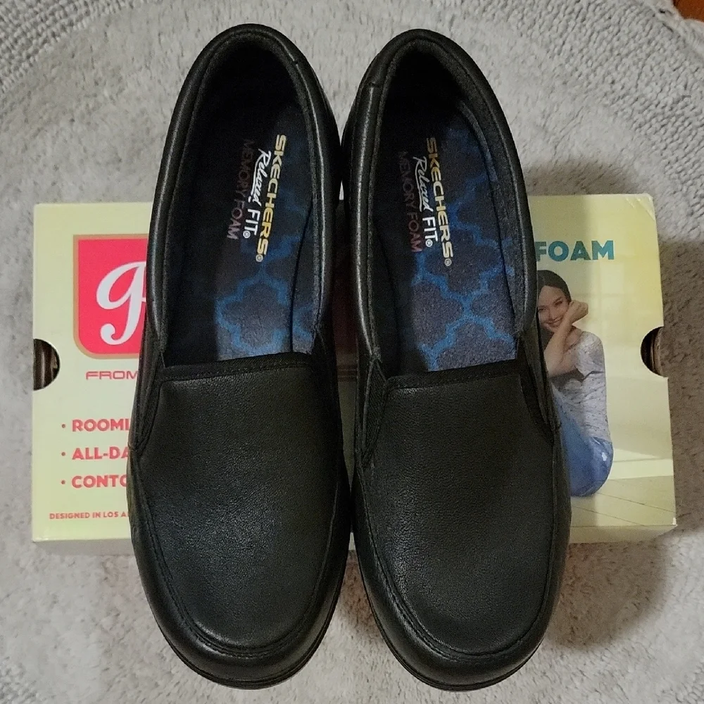 Skechers Black Relaxed Fit Slip-Ons - Picture 1 of 8